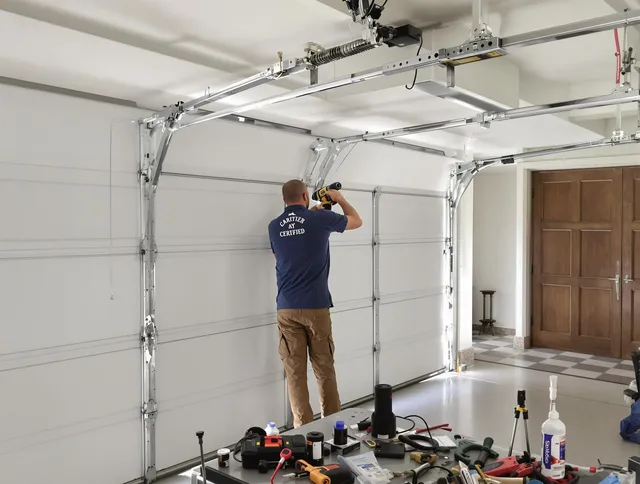 Westminster Garage Door Repair certified technician performing precision garage door repair in Westminster