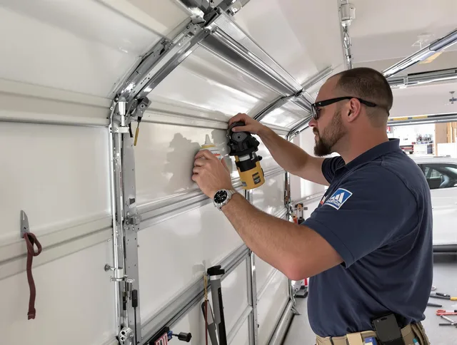 Westminster Garage Door Repair technician quieting a noisy garage door in Westminster
