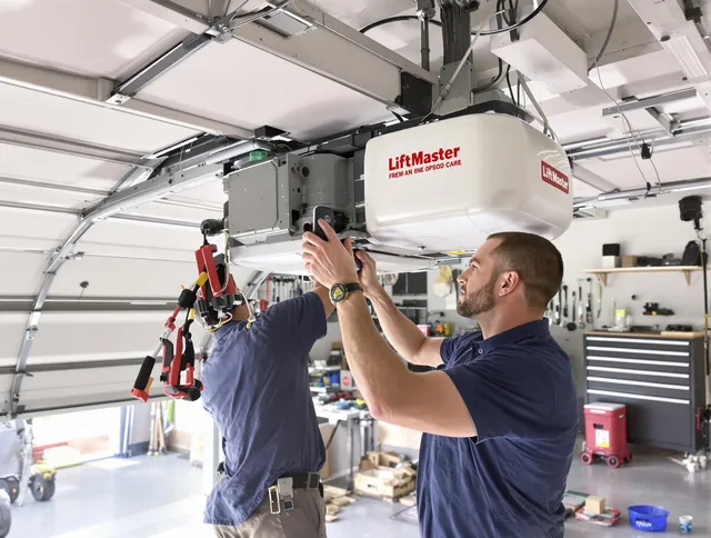 Westminster Garage Door Repair technician performing advanced diagnostics on garage opener in Westminster