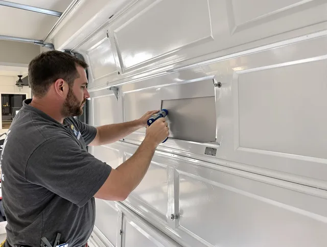 Garage door panel repair by Westminster Garage Door Repair in Westminster